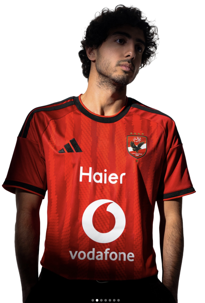 Vodafone Egypt ambassador in an Al Ahly jersey